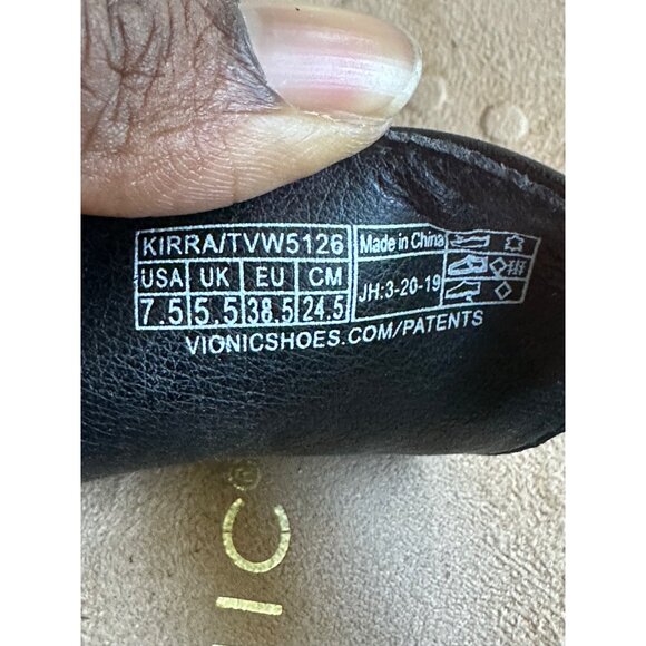 Vionic Womens Kirra Black Leather Thong Sandal Slingback Adjustable Strap Sz 7.5 - Picture 4 of 10